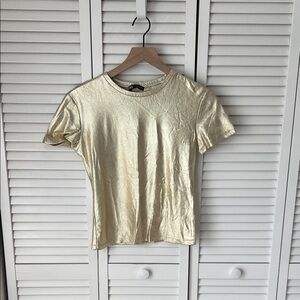 Zara Gold Short Sleeve Top Sz S